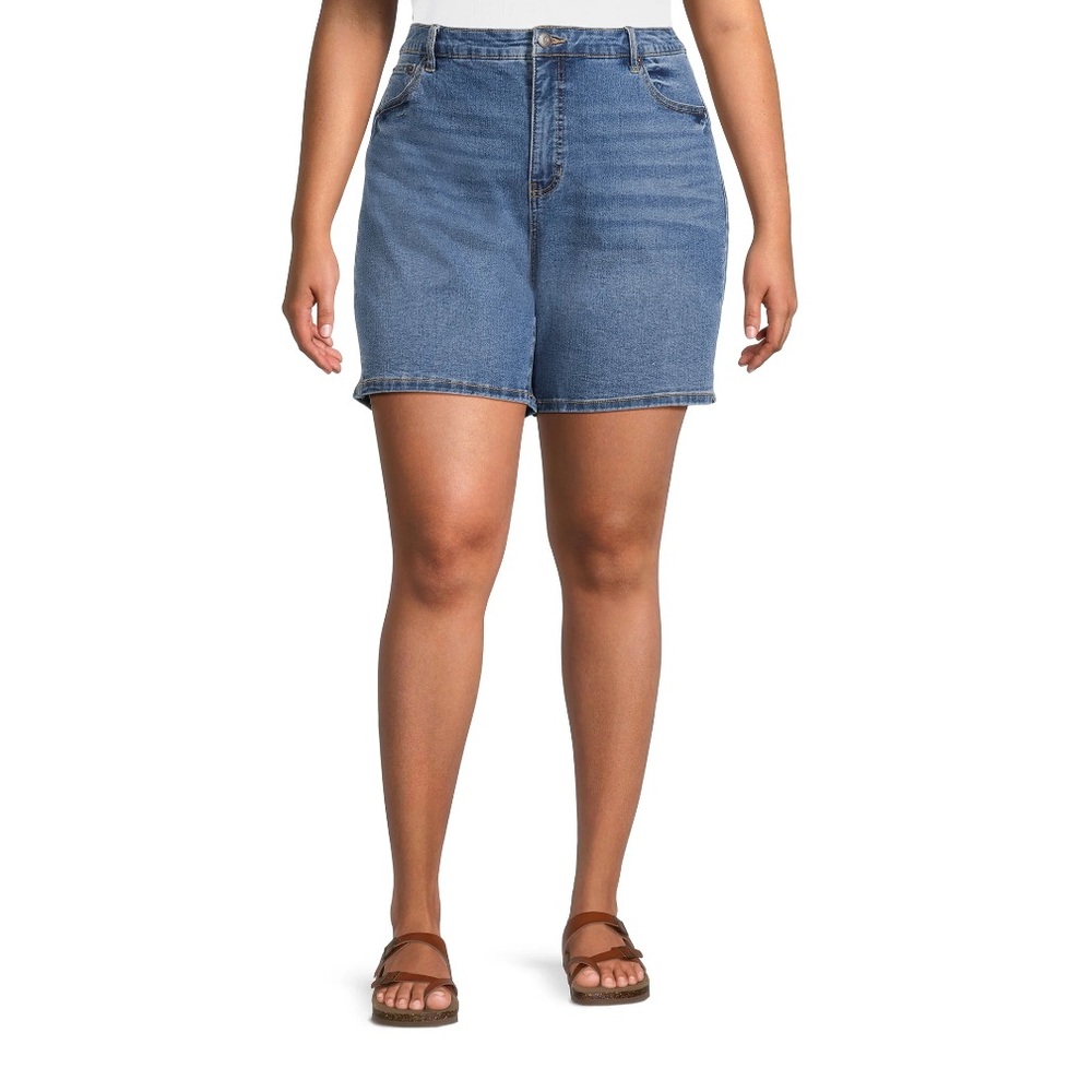 🆕Terra & Sky Women's Plus Size Elastic Back Denim Jean Shorts Size: 4X (28W-30W)
